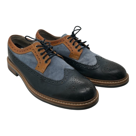 Clarks Other - Clarks Darby Limit Shoes Mens 13 Blue Spectator Wingtip Leather Canvas Brogue